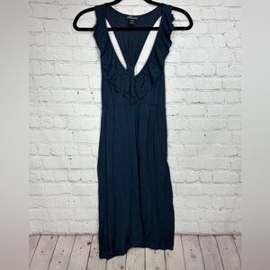 Rock L.A. navy blue sleeveless tank rayon‎ stretch knee length dress, sz S